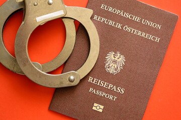 Austria Passport With Police Handcuffs