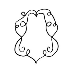 Hand Drawn Ornate Scroll Frame. Minimalist Vintage Swirl Border Line Art Vector