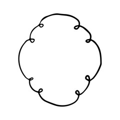 Hand Drawn Ornate Scroll Frame. Minimalist Vintage Swirl Border Line Art Vector