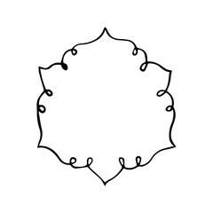 Hand Drawn Ornate Scroll Frame. Minimalist Vintage Swirl Border Line Art Vector