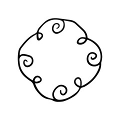 Hand Drawn Ornate Scroll Frame. Minimalist Vintage Swirl Border Line Art Vector