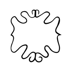 Hand Drawn Ornate Scroll Frame. Minimalist Vintage Swirl Border Line Art Vector