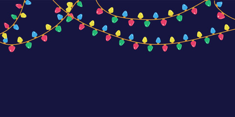 Garland set hanging vector flat winter decoration for banner, bright elements