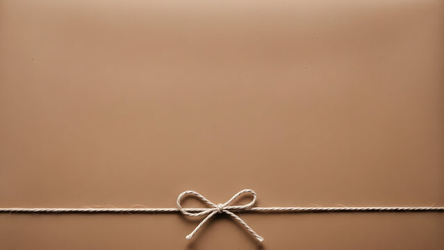 Minimalist Rustic Twine Bow on Kraft Paper Background for Gift Wrapping