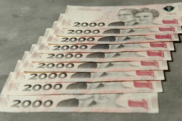 Two thousand Argentine pesos, Argentina new banknotes.