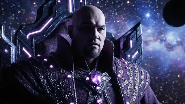 Space Villain Sits On Throne In Space Ship