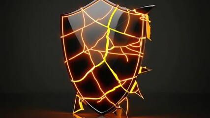 Video A bold black and gold shield stands out against a dark background, perfect for use in designs where contrast is key