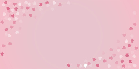 Hearts confetti corners. Cute pink hearts