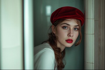 Portrait in Frau in Baskenm&uuml;tze