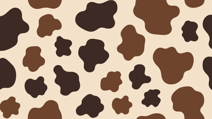 Fototapeta premium Seamless Cow Pattern Texture, Milk Farm Animal Spots, Brown and Beige Background