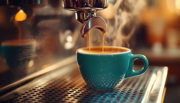 Latte art creation by skilled barista in warm, inviting coffee environment
