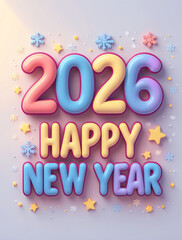 Colored card with the inscription New Year 2026