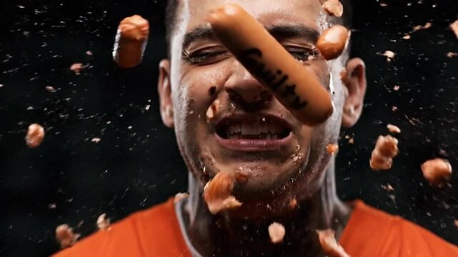 Convict Hit With Multiple Hotdogs Reading 'Guilty'
