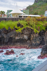 Madeira, Portugal, 12.12.2025: Volcanic Cliffs and Atlantic Ocean Waves
