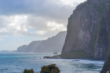 Madeira, Portugal, 12.12.2025: North Coast Cliffs and Atlantic Ocean View