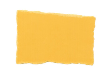 Yellow ripped paper creating a blank textured scrap note element with ragged edges on a transparent background