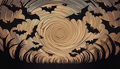 silhouettes of bats swarming in tornado and circular patterns