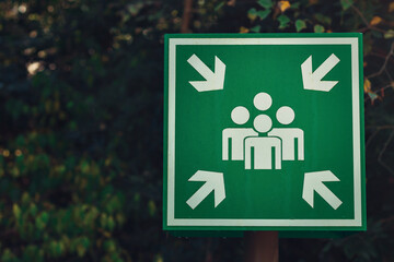 Emergency Assembly Point Sign in Outdoor Area