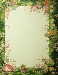 Japanese Floral Vertical Frame Illustration generated AI