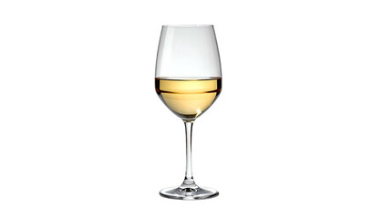 A stemmed glass filled with white wine against a stark black background
