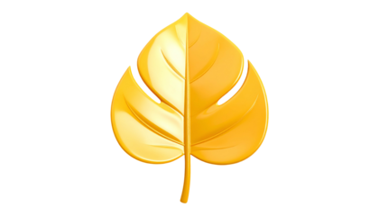A glossy, golden leaf, split vertically, set against a black background