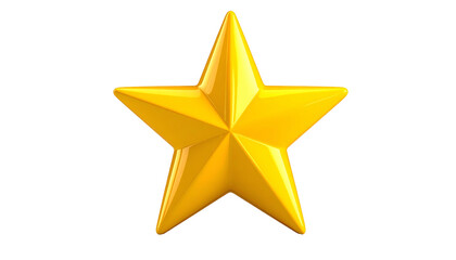 Rendered, glossy, golden, five-pointed star against a solid black background