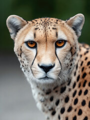 Cheetah up close staring at camera, intense gaze, spotted fur, wild cat, nature, alert, African wildlife