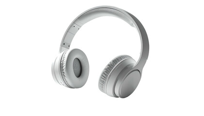 Modern white over-ear headphones, isolated on a black background