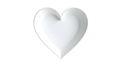 Isolated white heart shape, 3D rendering with soft shadows, against a black background