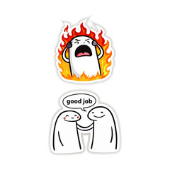 Obraz premium Funny Reaction Stickers | Chaotic Cute Characters | Meme Emotion Stickers | Kawaii Expression Pack | Printable Digital Download PNG SVG