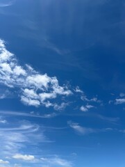 Obraz premium White clouds in the blue sky vertical.