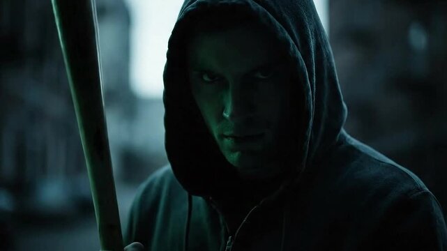 Criminal Sneers At Camera With Green Lighting