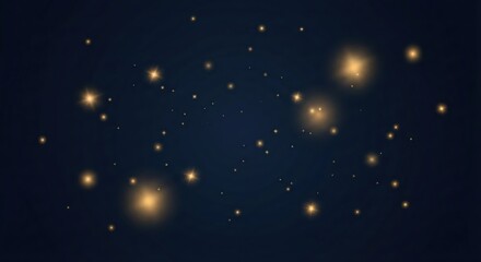 Abstract dark background with shimmering golden light particles and magical glow effect