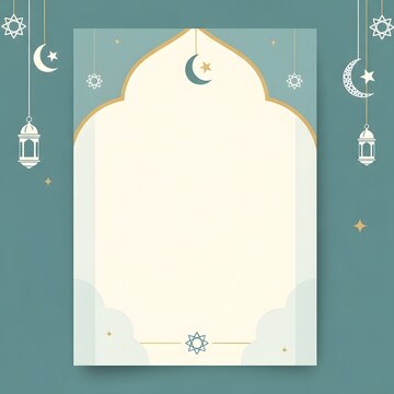 ramadan flyer greeting card with snowflakes and floral frame