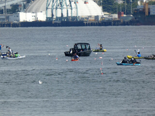 Fishing on Possession Sound with a view of Everett, Washington