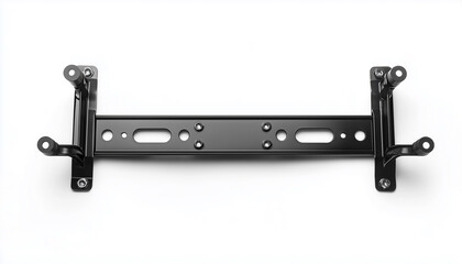 Black metal TV wall mount bracket on a white background.