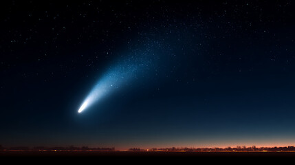 A glowing comet streaking across a dark sky, representing a hopeful celestial outlook. (1)