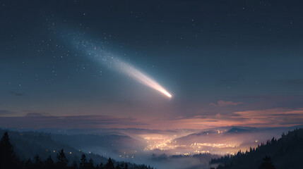 A glowing comet streaking across a dark sky, representing a hopeful celestial outlook. (2)