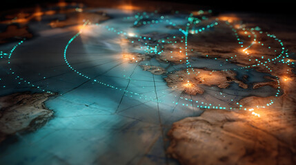 A glowing map with dotted lines leading to multiple life goals.