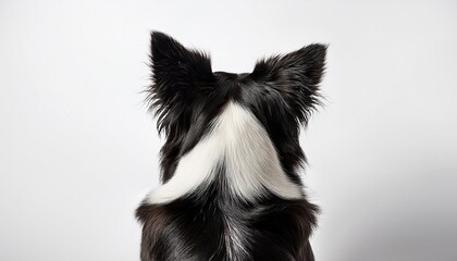 Fototapeta premium border collie dog back view with black and white fur on white background