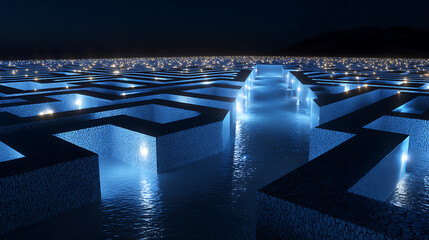 A glowing labyrinth where paths fade away, symbolizing the removal of restrictions. (2)