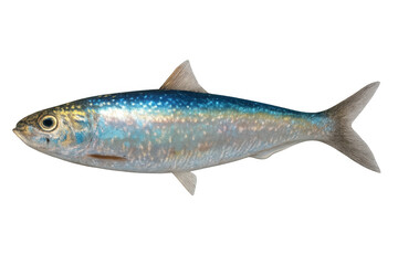 Naklejka premium Fresh sardine fish with silver and blue scales, a healthy omega-3 seafood delicacy, isolated on transparent background