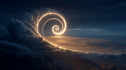 A glowing spiral ascending endlessly into the sky, representing the journey of freedom. (3)
