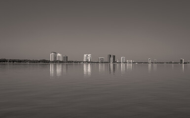 Bayshore Blvd skyline reflection, Tampa Bay