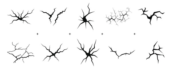 wall cracks Silhouette set