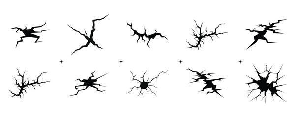 wall cracks Silhouette set