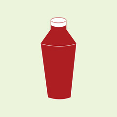 Minimal red cocktail shaker icon with clean geometric shape on a light background, representing bartending tools, drink mixing, bar equipment, and classic beverage preparation.