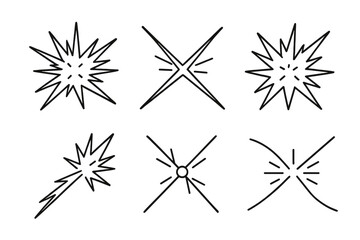 Obraz premium Radiant Vector Convergence. Line vector icons of a startling convergence of fragments: radiant merging shards, sudden alignment
