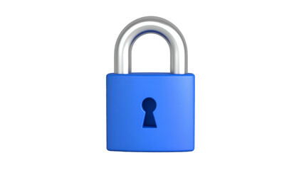 Fototapeta premium A simple, shiny blue padlock on a black background, representing security and protection