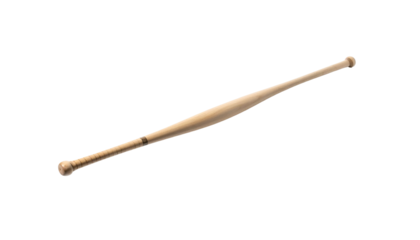 A realistic, wooden baseball bat isolated against a solid black background